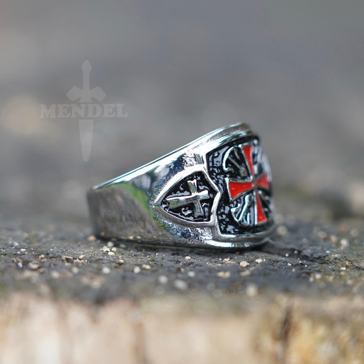 Mens Knights Templar Crusader Cross Ring Stainless Steel MENDEL