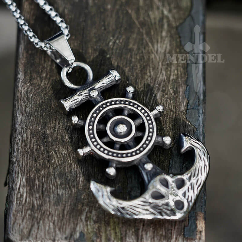 Modern Anchor Necklace - Black