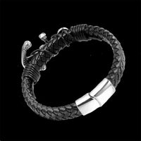 Load image into Gallery viewer, Mens Nautical Marine Anchor Leather Bracelet For Sale Stainless Steel
