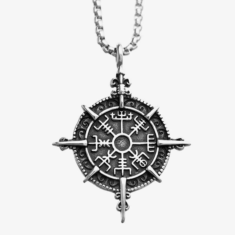 Norse Viking Compass Pagan Vegvisir Pendant Necklace Stainless