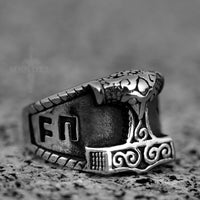 Load image into Gallery viewer, Mens Viking Thors Hammer Mjolnir Ring

