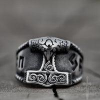 Load image into Gallery viewer, Mens Viking Thors Hammer Mjolnir Ring
