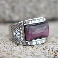 Load image into Gallery viewer, Mens Cats Eye Diamond Stone Ring
