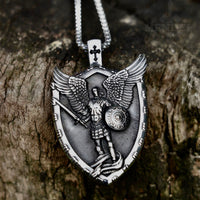 Load image into Gallery viewer, Mens Saint St Michael Medal Shield Pendant Necklace
