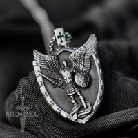 Load image into Gallery viewer, Mens Saint St Michael Medal Shield Pendant Necklace
