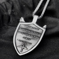Load image into Gallery viewer, Mens Saint St Michael Medal Shield Pendant Necklace
