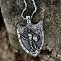 Load image into Gallery viewer, Mens Saint St Michael Medal Shield Pendant Necklace
