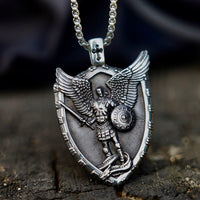 Load image into Gallery viewer, Mens Saint St Michael Medal Shield Pendant Necklace
