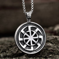 Load image into Gallery viewer, Mens Slavic Pagan Kolovrat Amulet Pendant Necklace Jewelry For Sale
