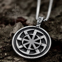 Load image into Gallery viewer, Mens Slavic Pagan Kolovrat Amulet Pendant Necklace Jewelry For Sale
