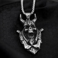 Load image into Gallery viewer, Viking Soldier Biker Skull Pendant Necklace
