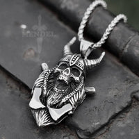 Load image into Gallery viewer, Viking Soldier Biker Skull Pendant Necklace
