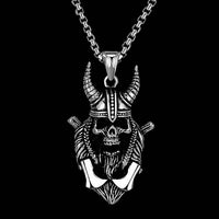 Load image into Gallery viewer, Viking Soldier Biker Skull Pendant Necklace
