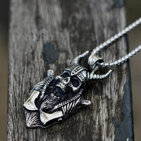 Load image into Gallery viewer, Viking Soldier Biker Skull Pendant Necklace
