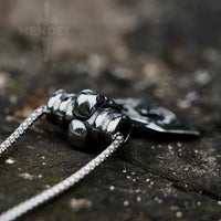 Load image into Gallery viewer, Mens Viking Mjölnir Raven Skull Pendant Necklace
