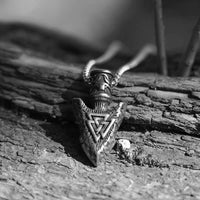Load image into Gallery viewer, Viking Arrowhead Valknut Pendant Necklace
