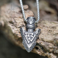 Load image into Gallery viewer, Viking Arrowhead Valknut Pendant Necklace
