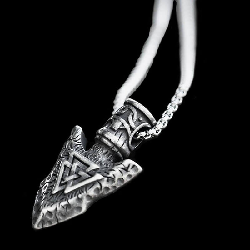 Viking Arrowhead Valknut Pendant Necklace