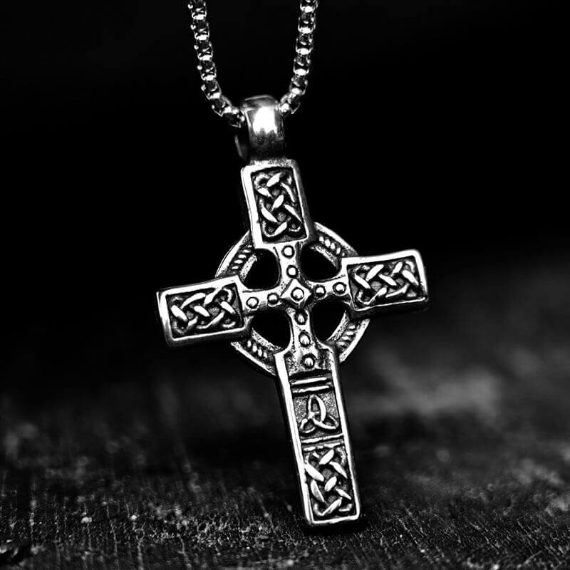 Mens Womens Irish Celtic Trinity Knot Cross Pendant Necklace