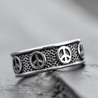 Load image into Gallery viewer, Mens Womens Peace Sign Symbol Ring Band
