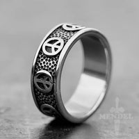 Load image into Gallery viewer, Mens Womens Peace Sign Symbol Ring Band
