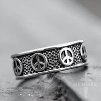 Load image into Gallery viewer, Mens Womens Peace Sign Symbol Ring Band
