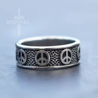 Load image into Gallery viewer, Mens Womens Peace Sign Symbol Ring Band
