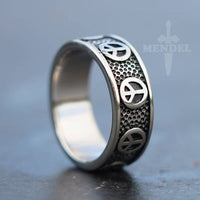 Load image into Gallery viewer, Mens Womens Peace Sign Symbol Ring Band
