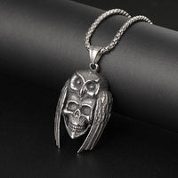 Load image into Gallery viewer, Stainless Steel Gothic Mens Biker Punk Owl Skull Necklace for Sale
