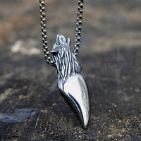 Load image into Gallery viewer, Stainless Steel Mens Norse Viking Wolf Geri Tooth Pendant Necklace
