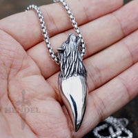Load image into Gallery viewer, Stainless Steel Mens Norse Viking Wolf Geri Tooth Pendant Necklace
