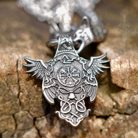 Load image into Gallery viewer, Viking Raven Wolf Pendant Necklace
