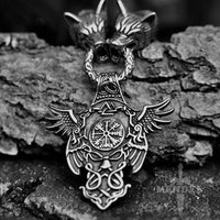 Load image into Gallery viewer, Viking Raven Wolf Pendant Necklace
