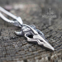 Load image into Gallery viewer, vintage norse viking raven helmet pendant
